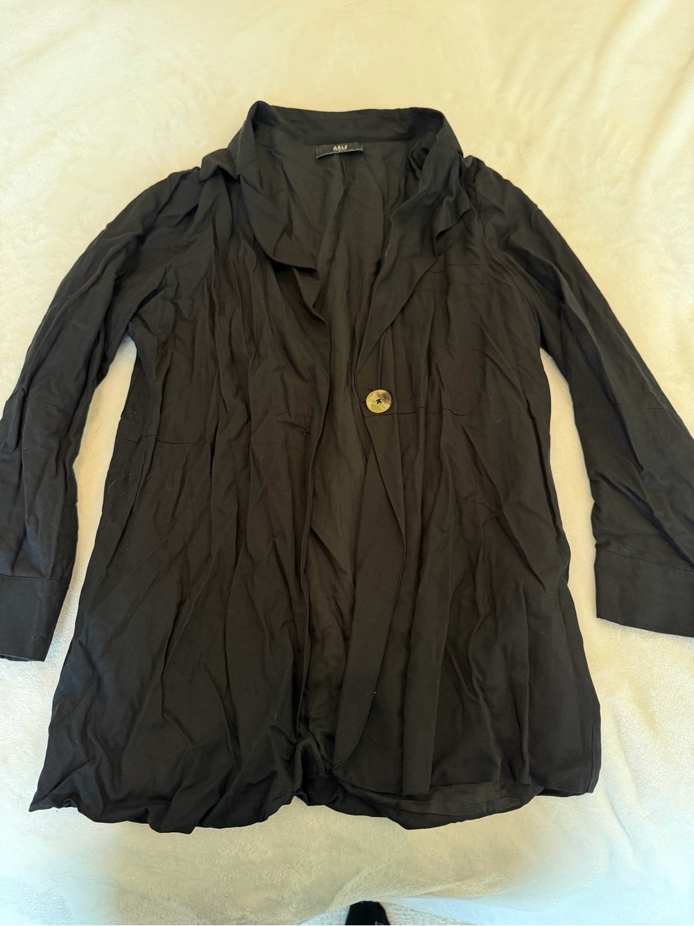 Able Black Single-Button Draped Blazer